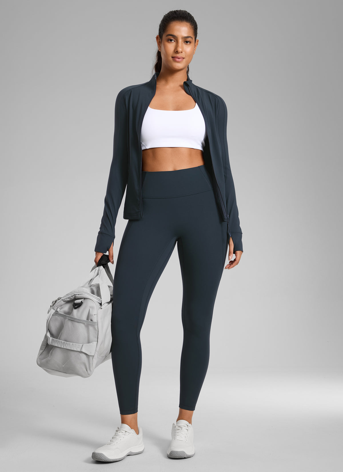 CRZ YOGA Women's Butterlift High Rise No Front Seam Pocket Legging True Navy @model_info:C