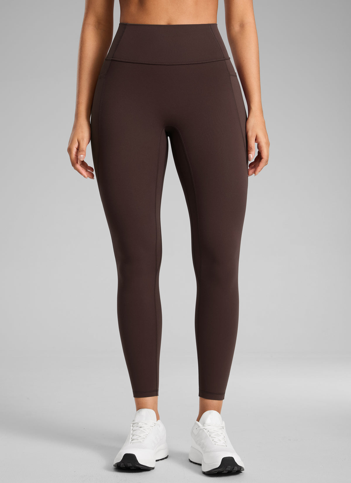 CRZ YOGA Women's Butterlift High Rise No Front Seam Pocket Legging Hot Fudge Brown @model_info:C
