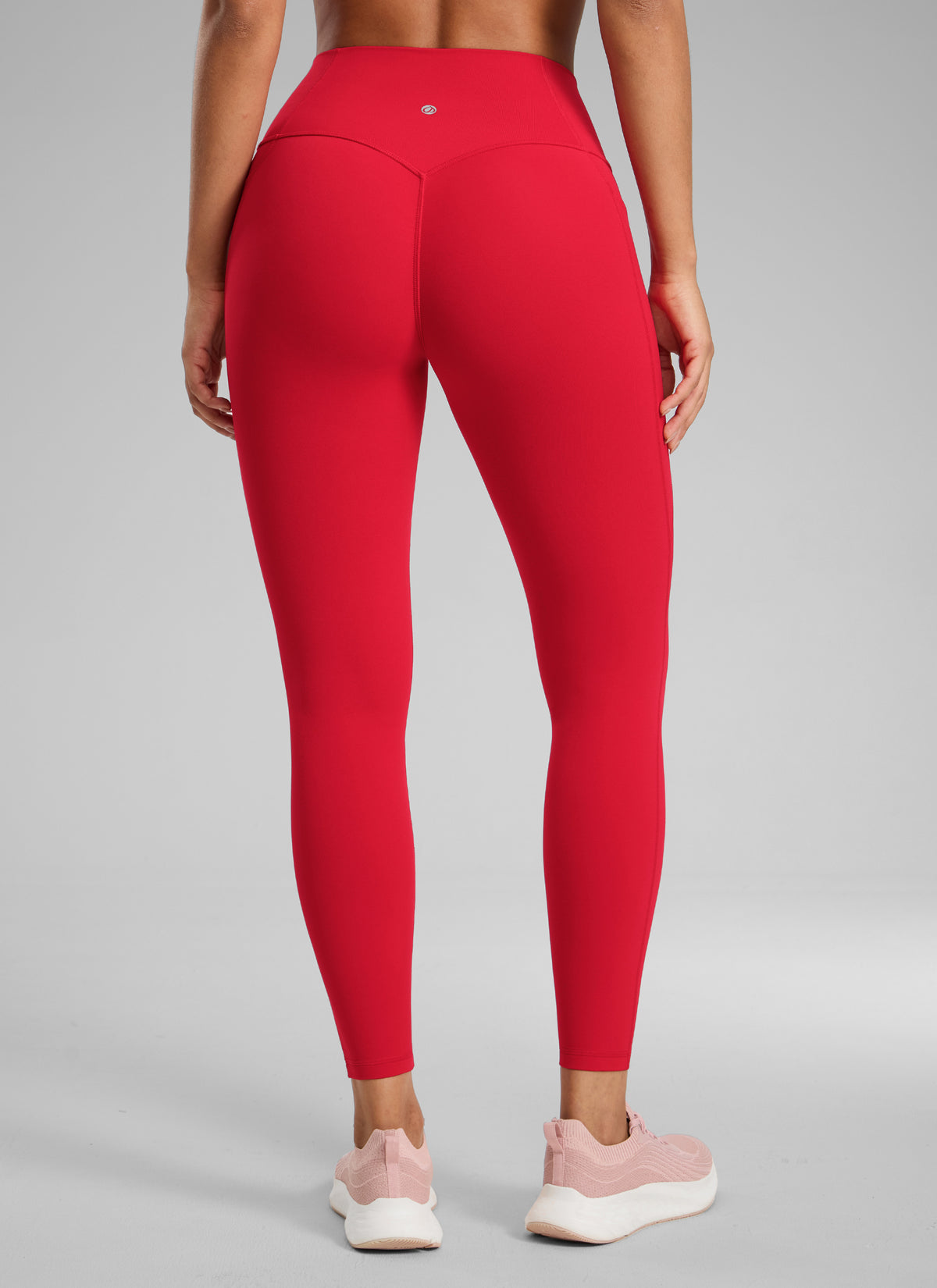 CRZ YOGA Women's Butterlift High Rise No Front Seam Pocket Legging Aurora Red @model_info:C