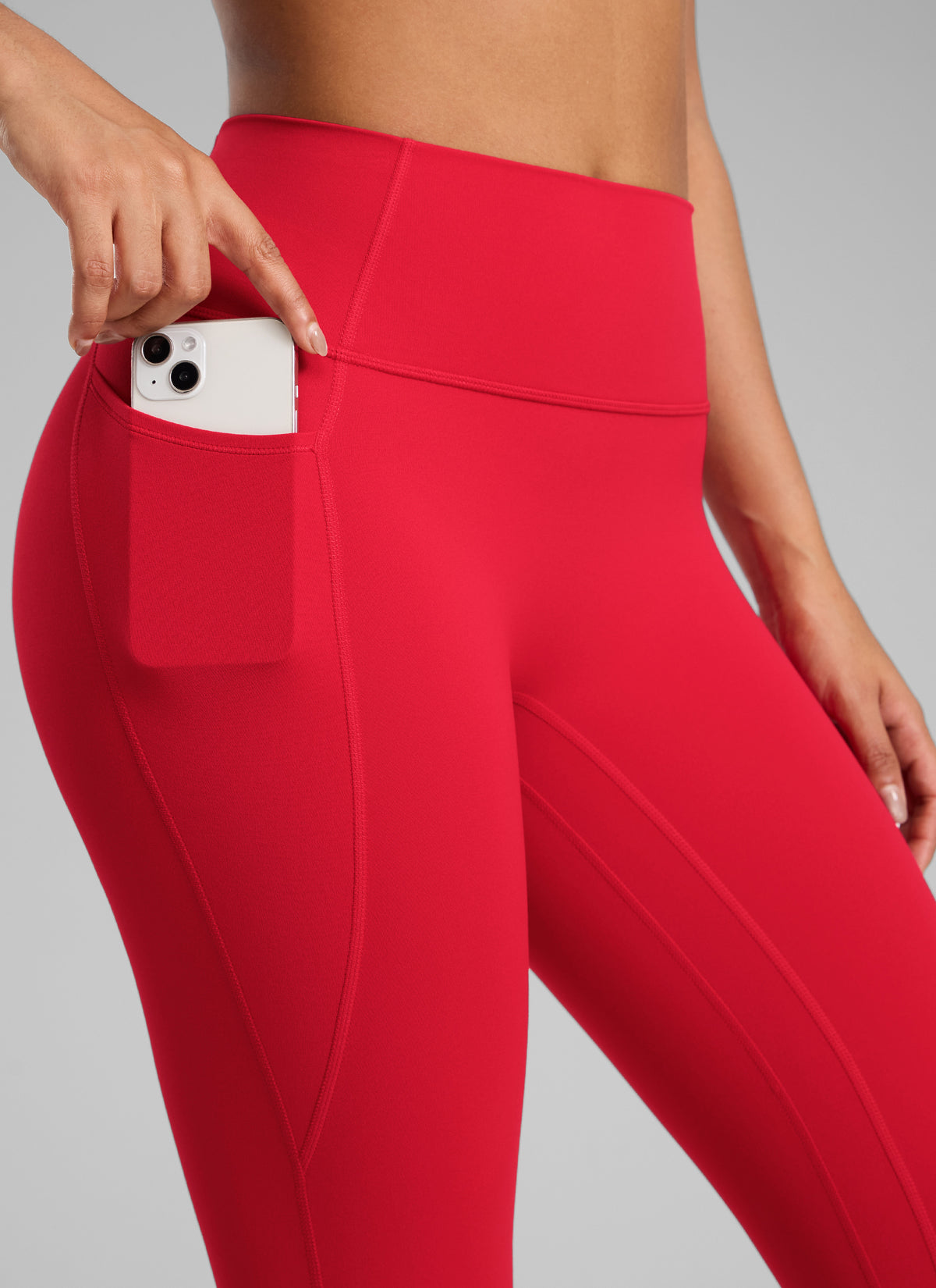 CRZ YOGA Women's Butterlift High Rise No Front Seam Pocket Legging Aurora Red @model_info:C