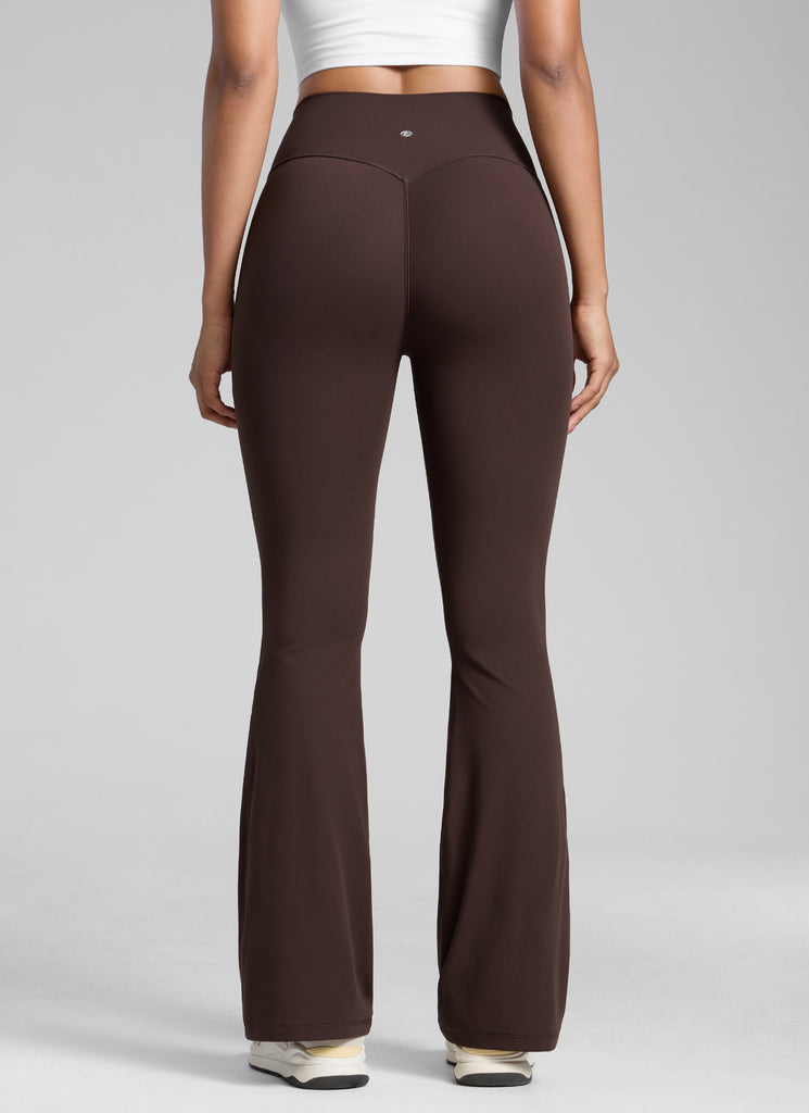 CRZ YOGA Women's Butterlift Hidden Scrunch Butt Flare Leggings 31" Hot Fudge Brown
