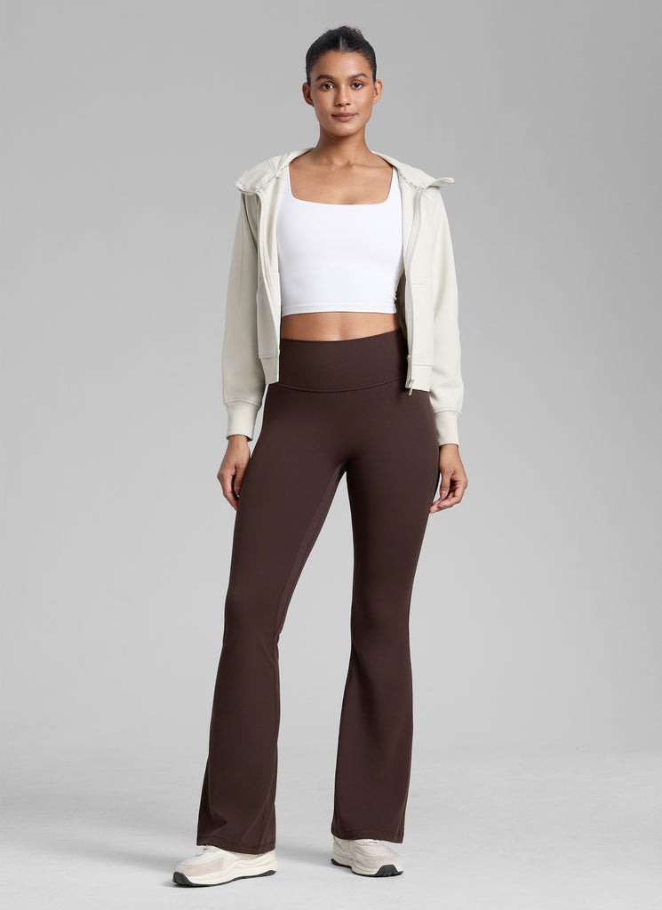 CRZ YOGA Women's Butterlift Hidden Scrunch Butt Flare Leggings 31" Hot Fudge Brown