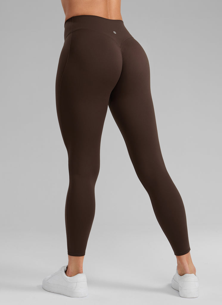 CRZ YOGA Women's Skinsoft High Rise No Front Seam Scrunch Legging 25'' Hot Fudge Brown
