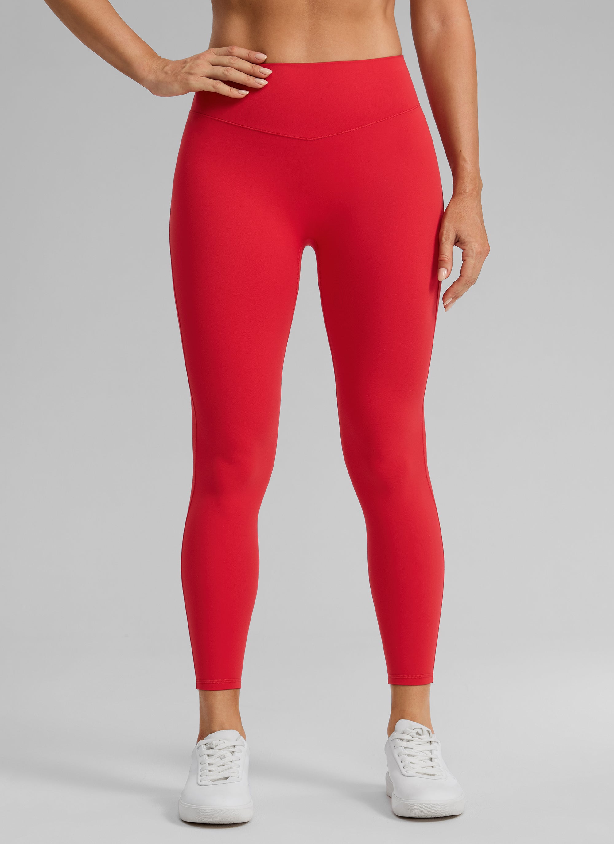 CRZ YOGA Women's Skinsoft High Rise No Front Seam Scrunch Legging 25'' Aurora Red