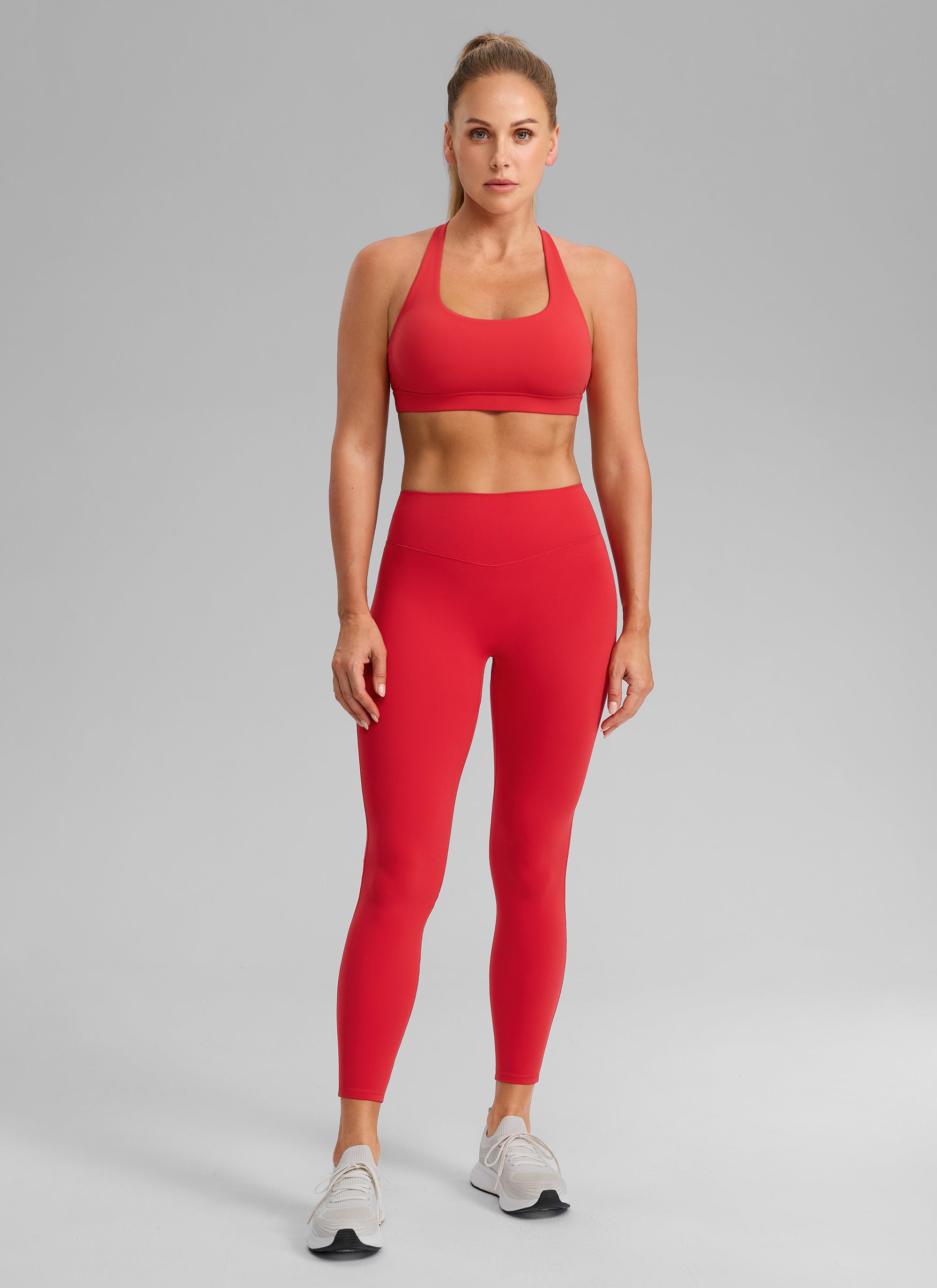CRZ YOGA Women's Skinsoft High Rise No Front Seam Scrunch Legging 25'' Aurora Red