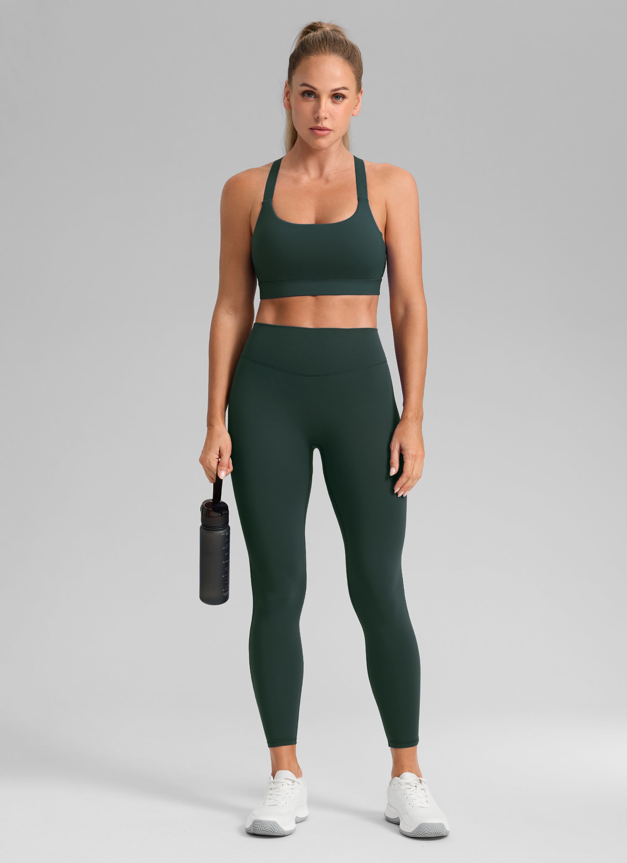 CRZ YOGA Women's Skinsoft High Rise No Front Seam Scrunch Legging 25'' Legend Green