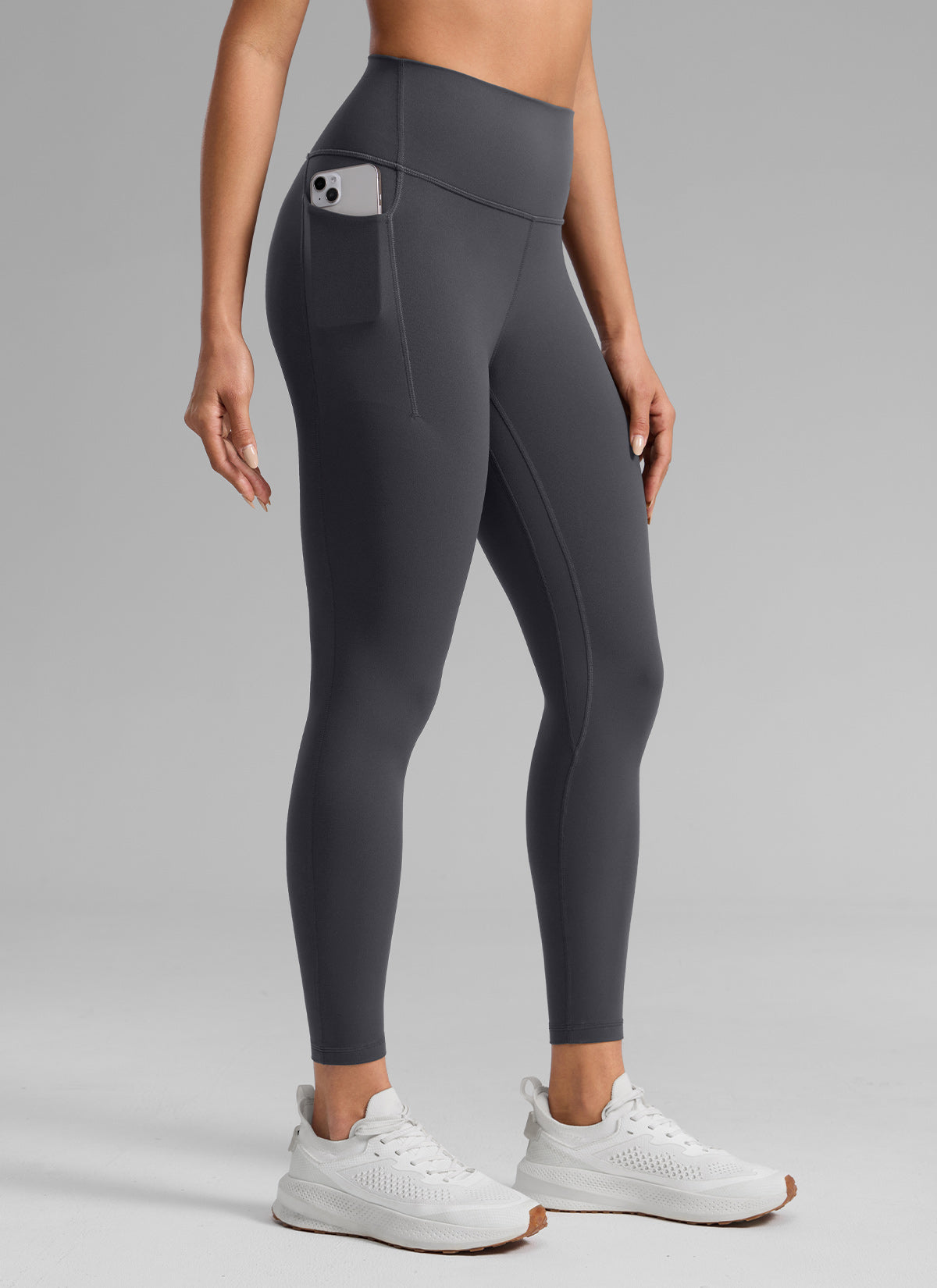 CRZ YOGA Women's Butterlift Workout High Rise Pocket Leggings 25'' Mysterious Grey
