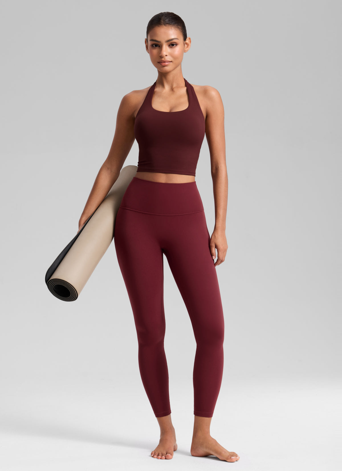CRZ YOGA Women's Butterluxe Yoga High Rise No Front Seam Legging 25'' Burgundy Bay @model_info:T
