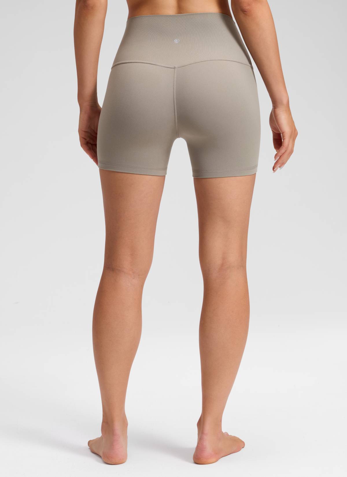 CRZ YOGA Women's Butterluxe Yoga High Rise No Front Seam Shorts 4'' Warm Ash Grey @model_info:Milena