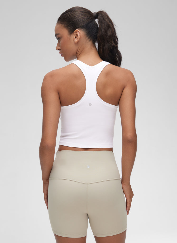 CRZ YOGA Women's Butterluxe Scoop Neck Racerback Cropped Lounge Yoga Tank White