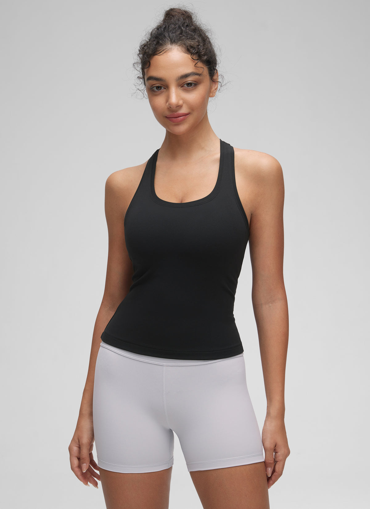 CRZ YOGA Women's Yoga Tight Fit Butterluxe Crewneck Tank Top Racerback Black @model_info:Anano