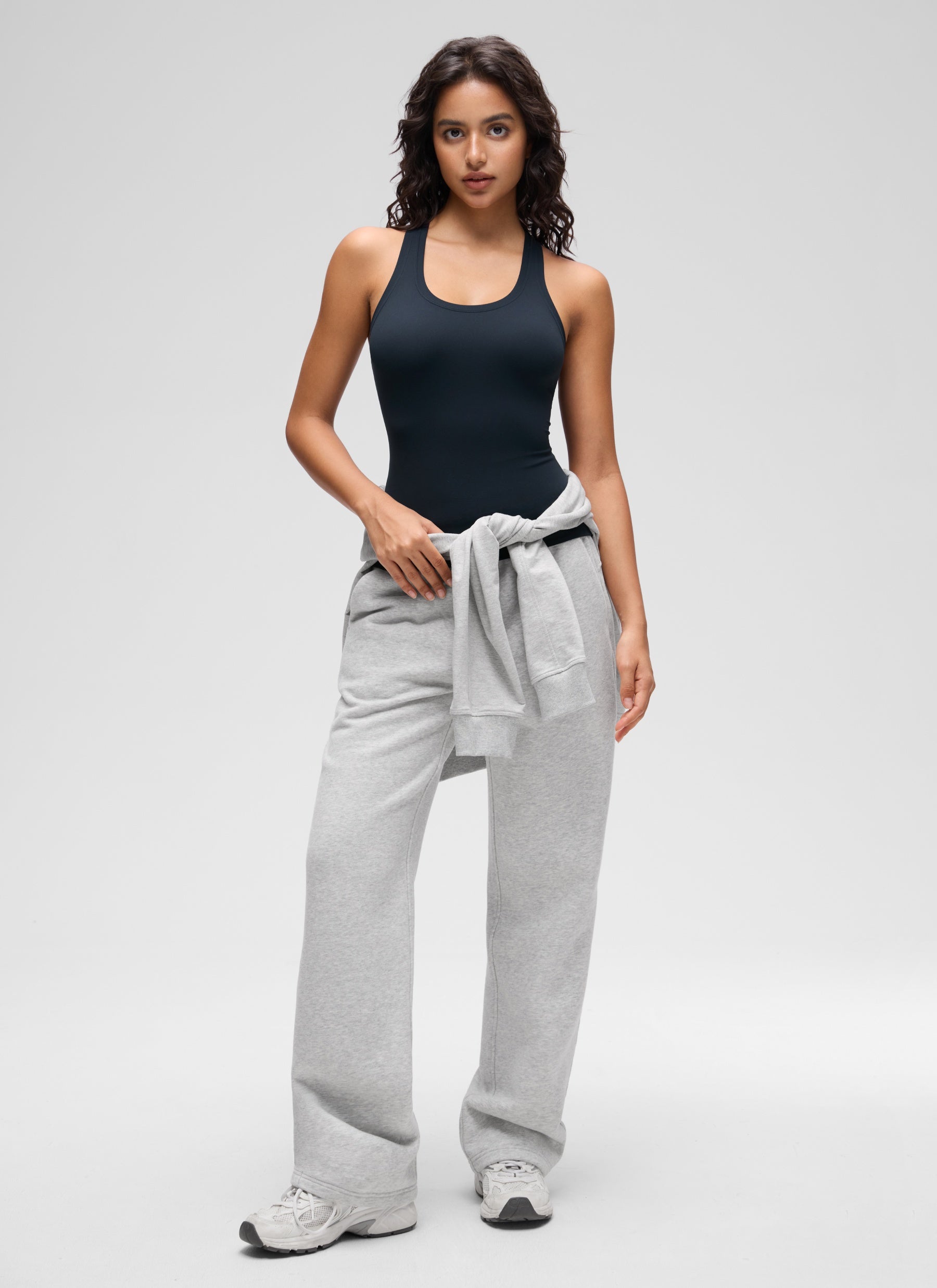 CRZ YOGA Women's Yoga Tight Fit Butterluxe Crewneck Tank Top Racerback True Navy @model_info:Liss