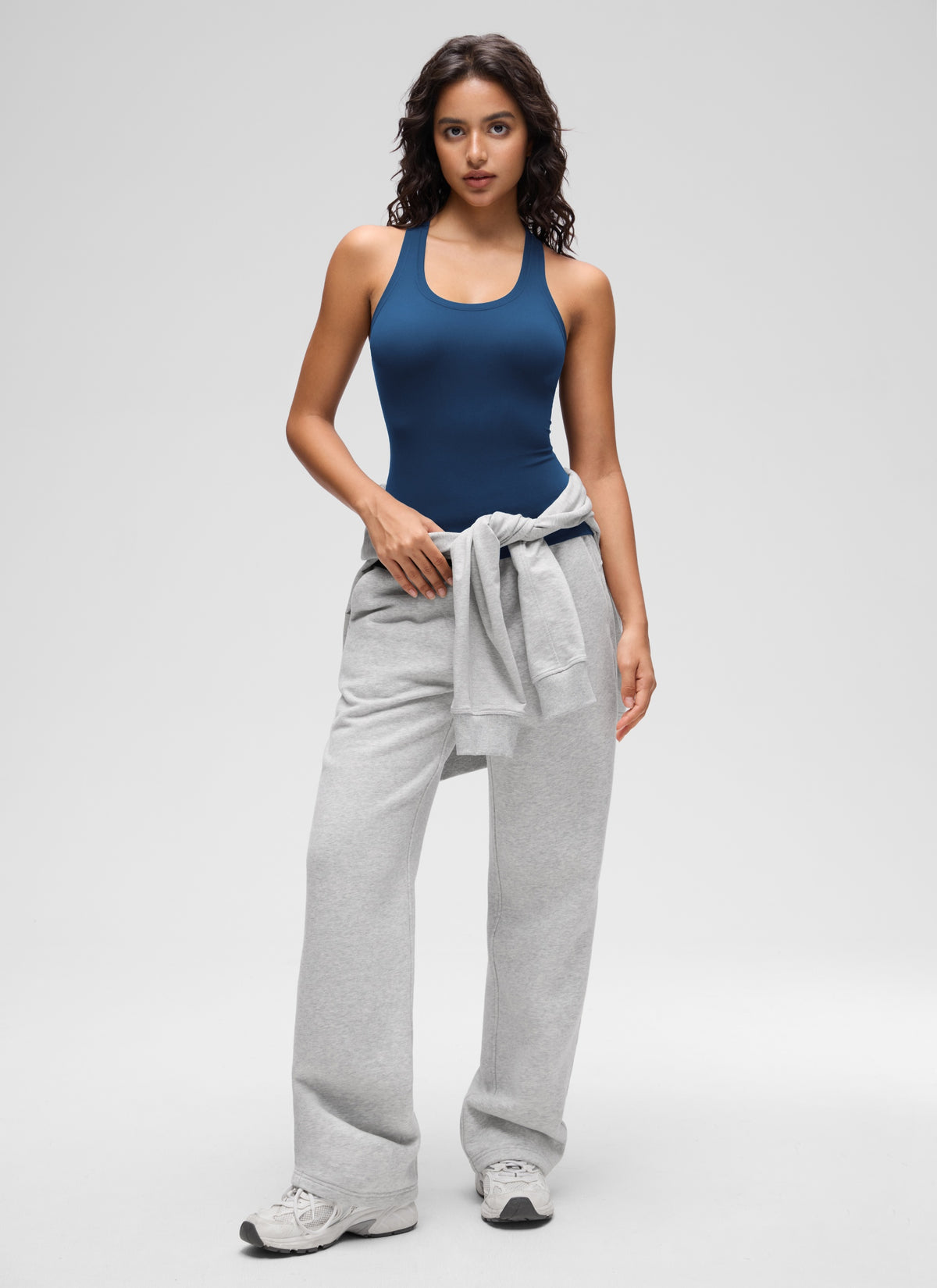 CRZ YOGA Women's Yoga Tight Fit Butterluxe Crewneck Tank Top Racerback French Navy @model_info:Liss