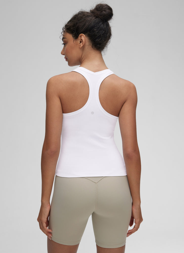 CRZ YOGA Women's Yoga Tight Fit Butterluxe Crewneck Tank Top Racerback White