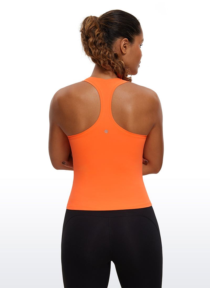 CRZ YOGA Women's Yoga Tight Fit Butterluxe Crewneck Tank Top Racerback Neon Orange @model_info:GI