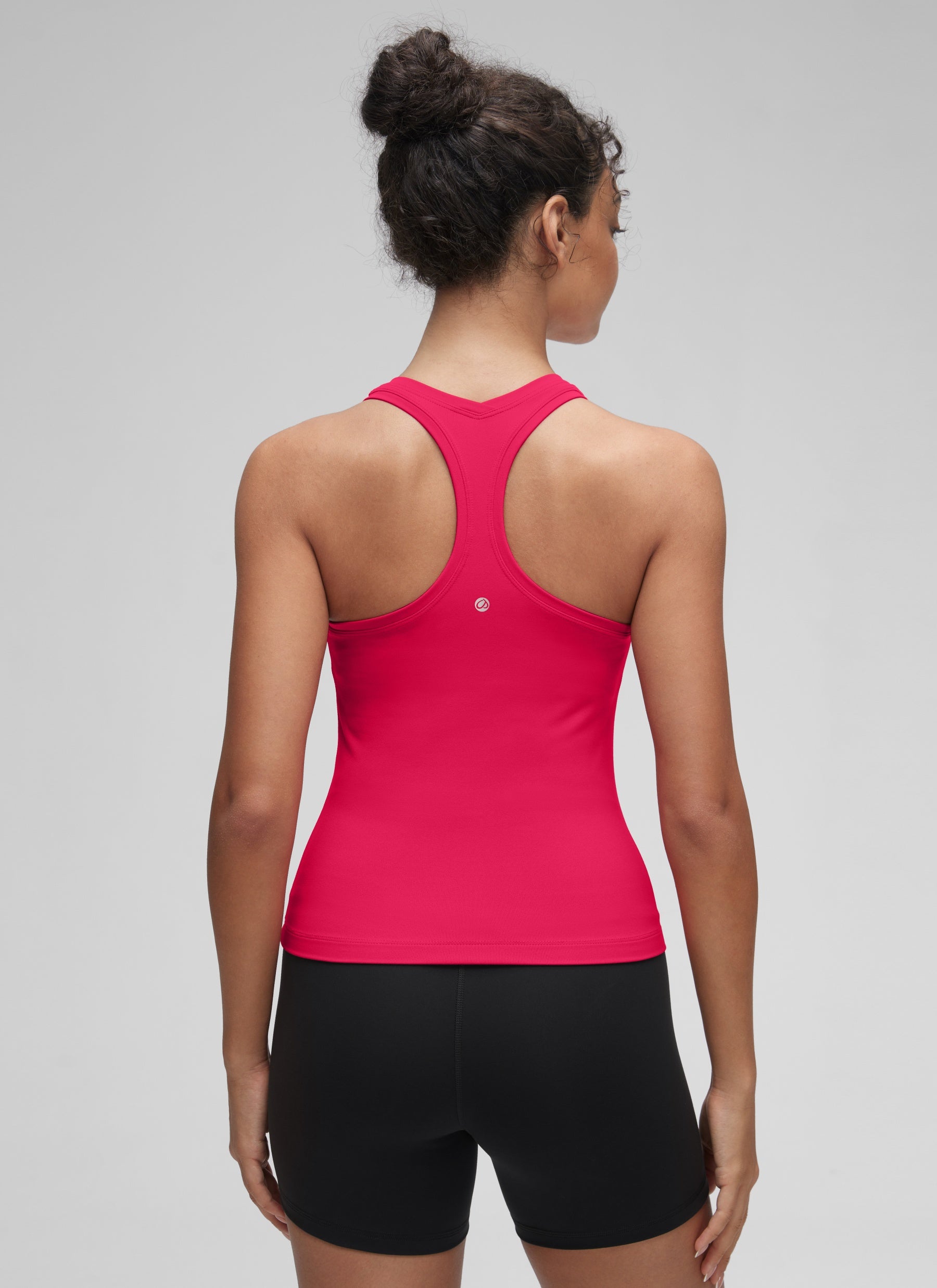 CRZ YOGA Women's Yoga Tight Fit Butterluxe Crewneck Tank Top Racerback Viva Magenta @model_info:S1