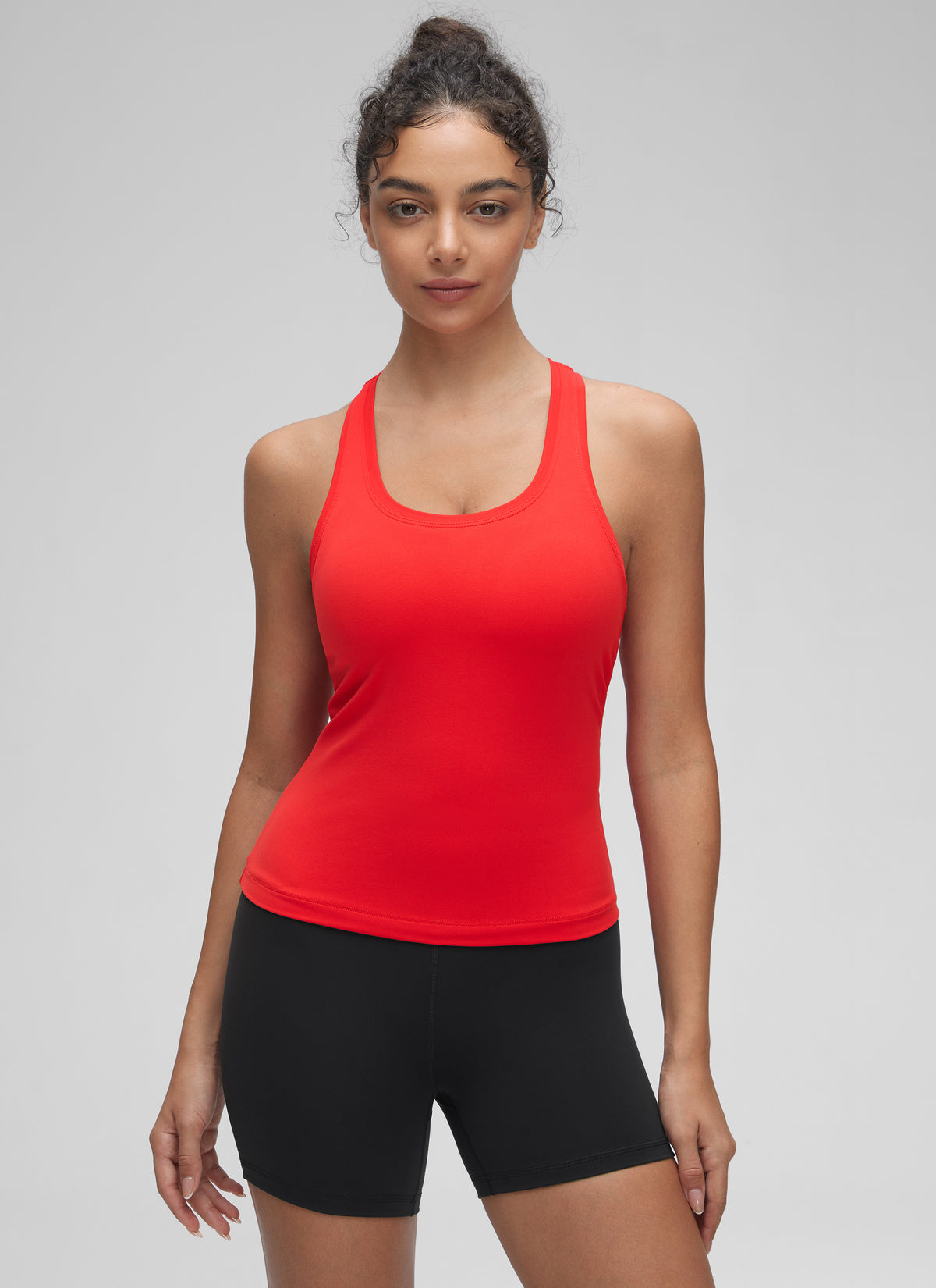 CRZ YOGA Women's Yoga Tight Fit Butterluxe Crewneck Tank Top Racerback Deep Red @model_info:Anano