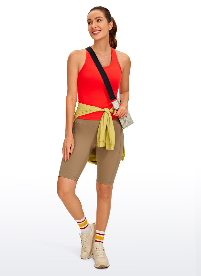 CRZ YOGA Women's Yoga Tight Fit Butterluxe Crewneck Tank Top Racerback Dark Red @model_info:D