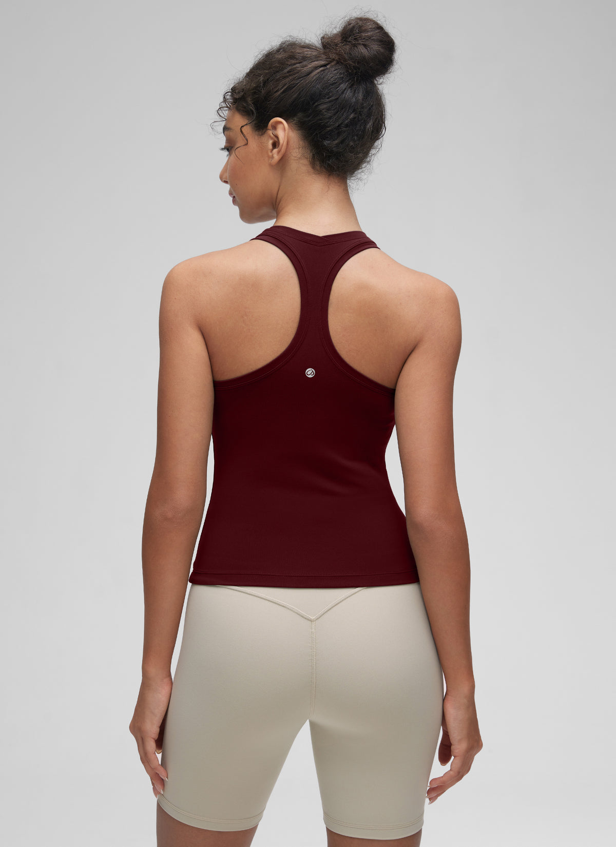 CRZ YOGA Women's Yoga Tight Fit Butterluxe Crewneck Tank Top Racerback Red Merlot @model_info:Anano
