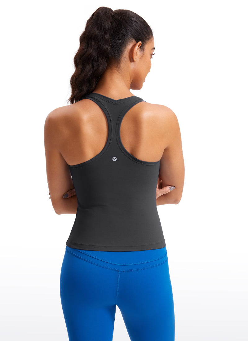 CRZ YOGA Women's Yoga Tight Fit Butterluxe Crewneck Tank Top Racerback Mysterious Grey @model_info:Amanda