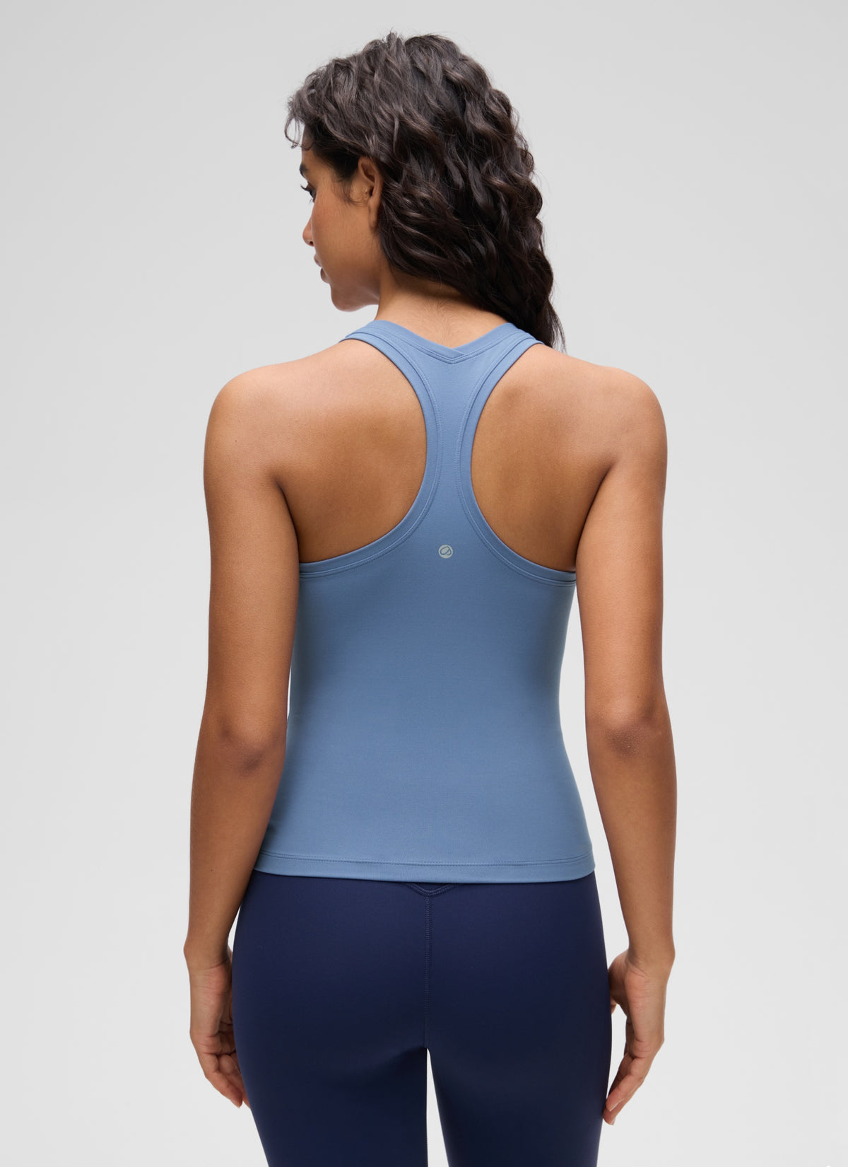CRZ YOGA Women's Yoga Tight Fit Butterluxe Crewneck Tank Top Racerback Oasis Blue @model_info:Liss