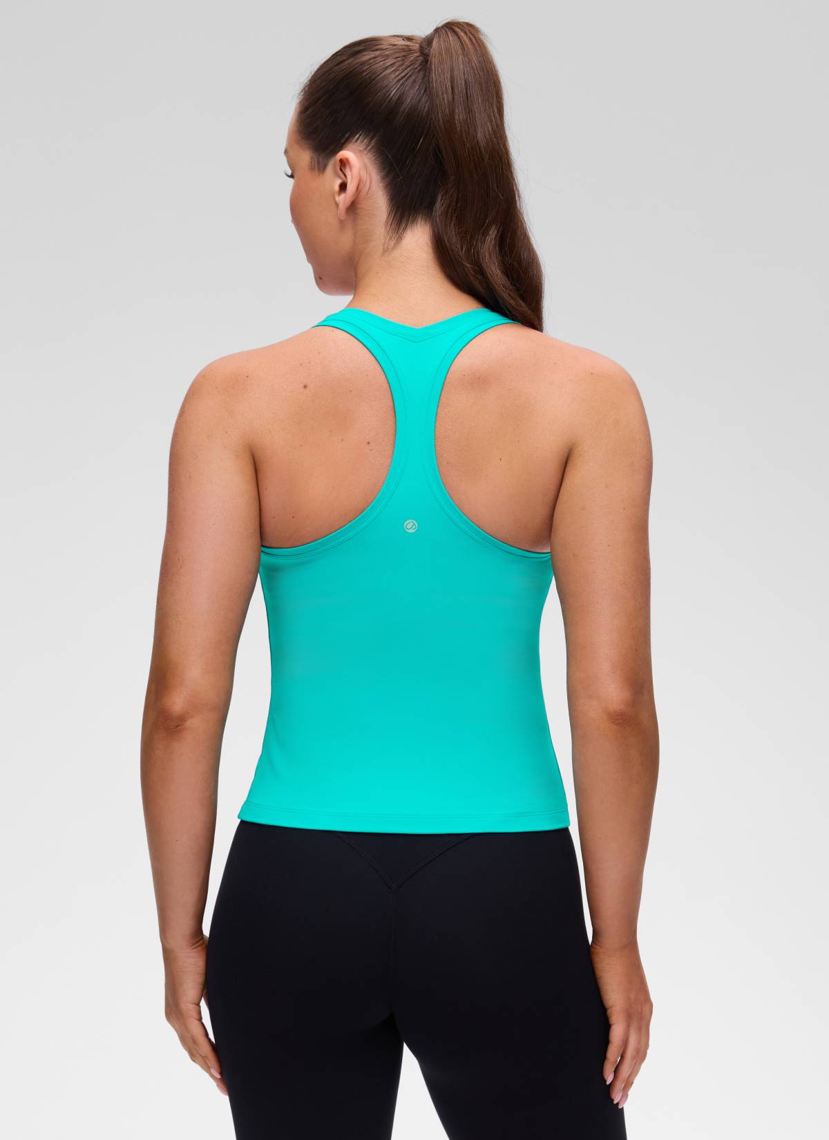 CRZ YOGA Women's Yoga Tight Fit Butterluxe Crewneck Tank Top Racerback Tropics Teal @model_info:Brooklyn