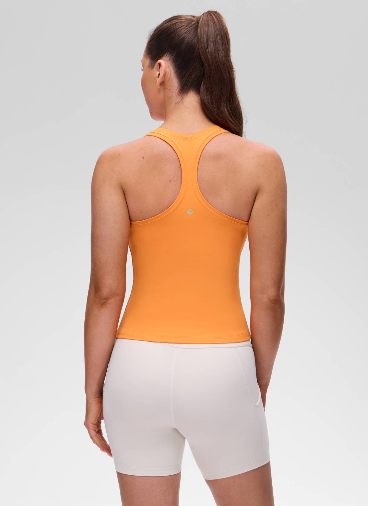 CRZ YOGA Women's Yoga Tight Fit Butterluxe Crewneck Tank Top Racerback Tiger Orange @model_info:Brooklyn