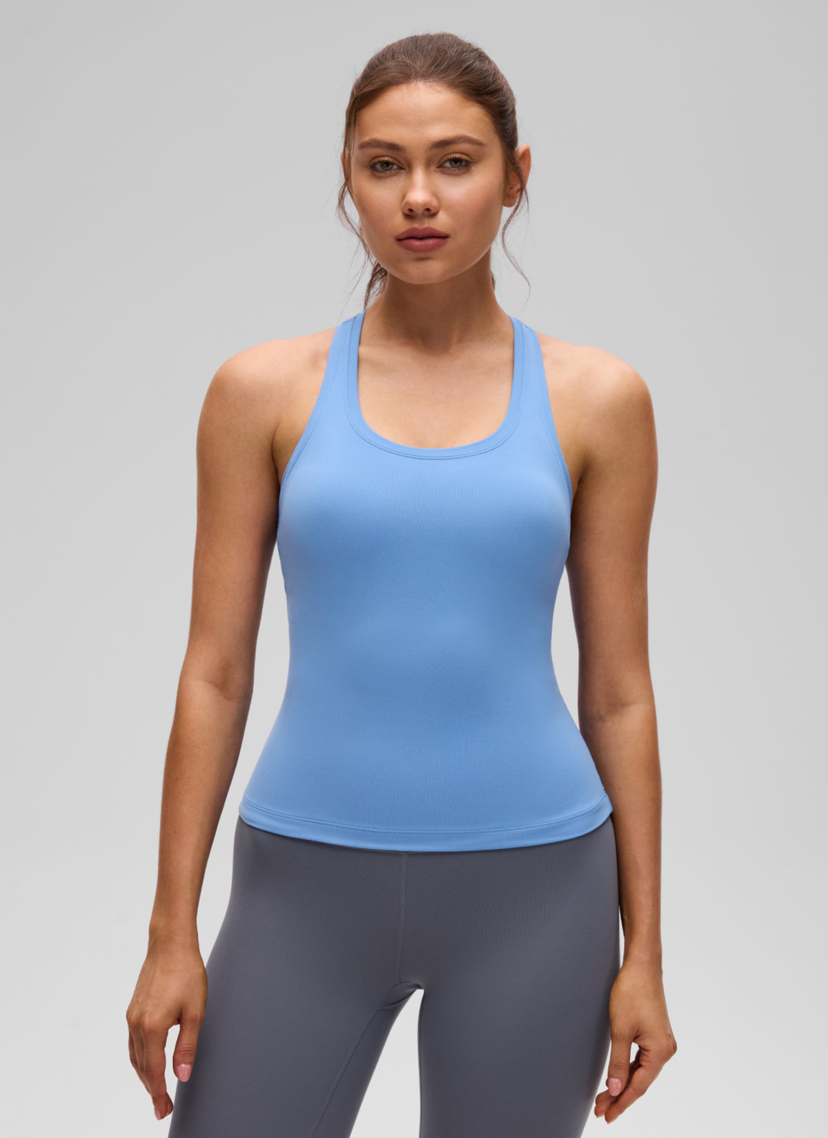 CRZ YOGA Women's Yoga Tight Fit Butterluxe Crewneck Tank Top Racerback Party Blue @model_info:V