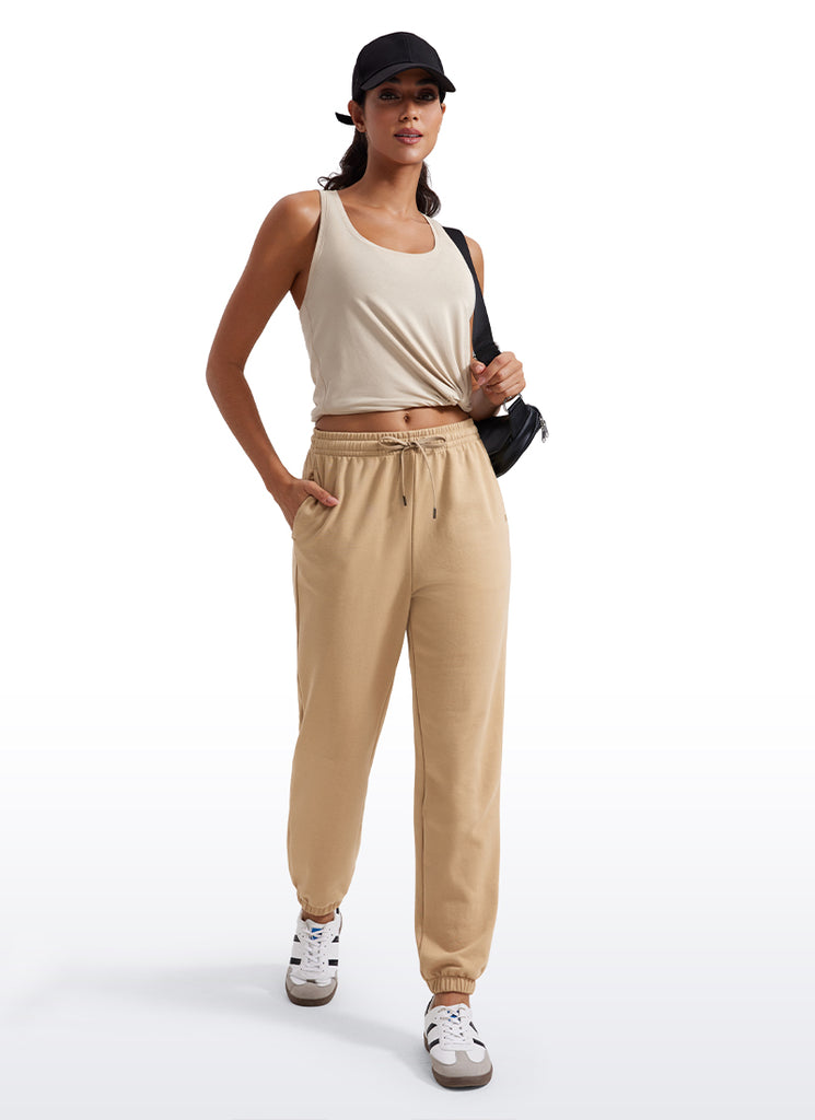 CRZ YOGA Women's Yoga Loose Fit Tops Pima Cotton Tank Racerback Sizzling Pink