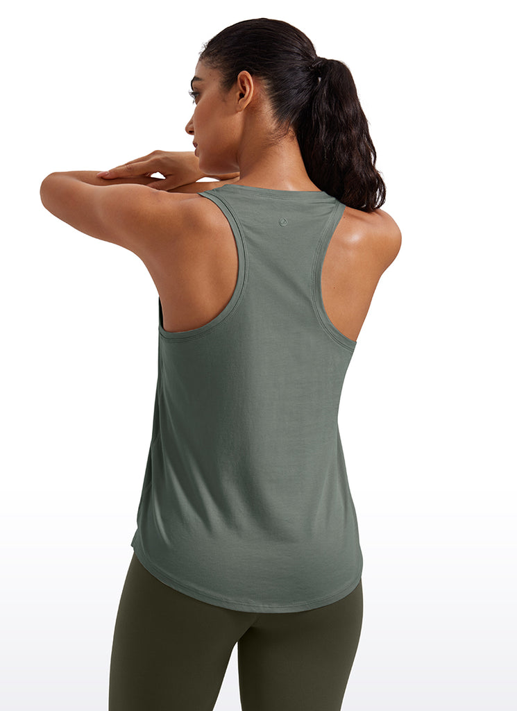 CRZ YOGA Women's Yoga Loose Fit Tops Pima Cotton Tank Racerback Mortar color