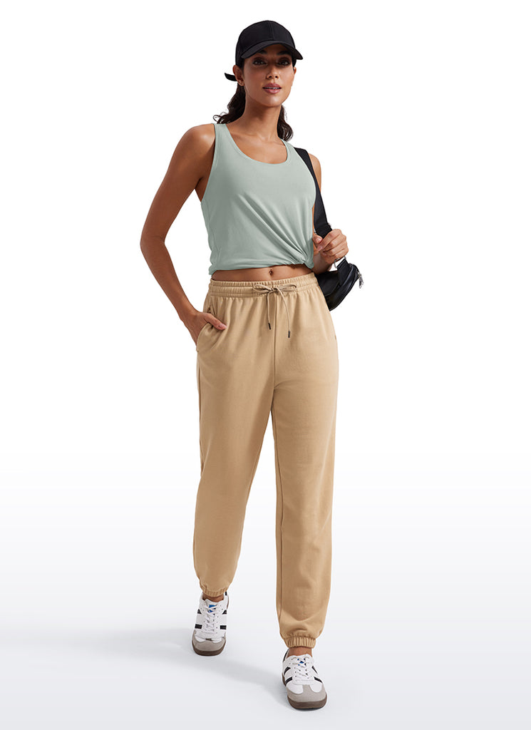 CRZ YOGA Women's Yoga Loose Fit Tops Pima Cotton Tank Racerback White