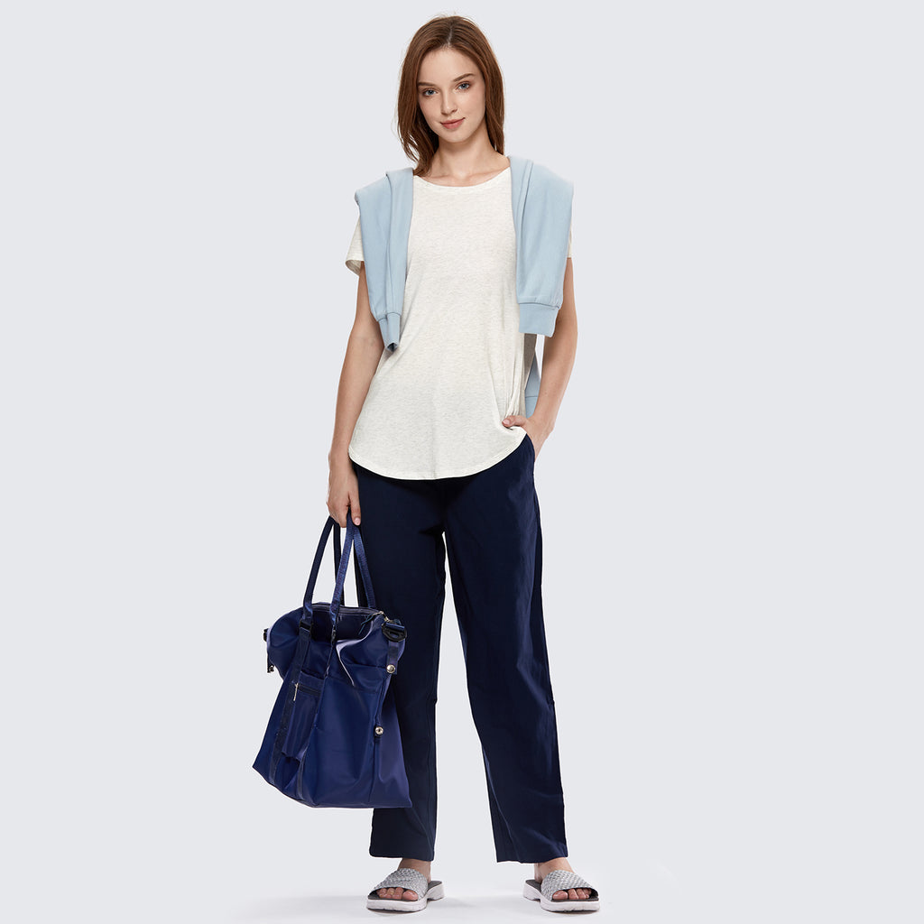 CRZ YOGA Women's Casual Relaxed Fit Shirts Pima Cotton Short Sleeves Smoky Blush