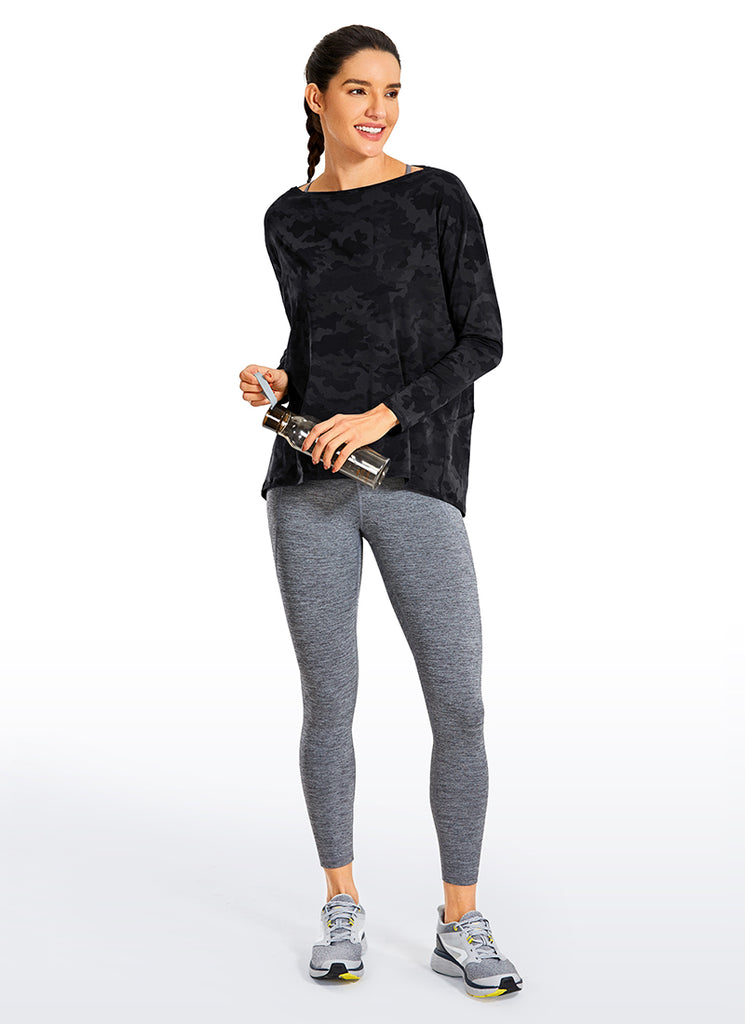 CRZ YOGA Women's Casual Loose Fit Pima Cotton Long Sleeves Boat Neck Misty Merlot