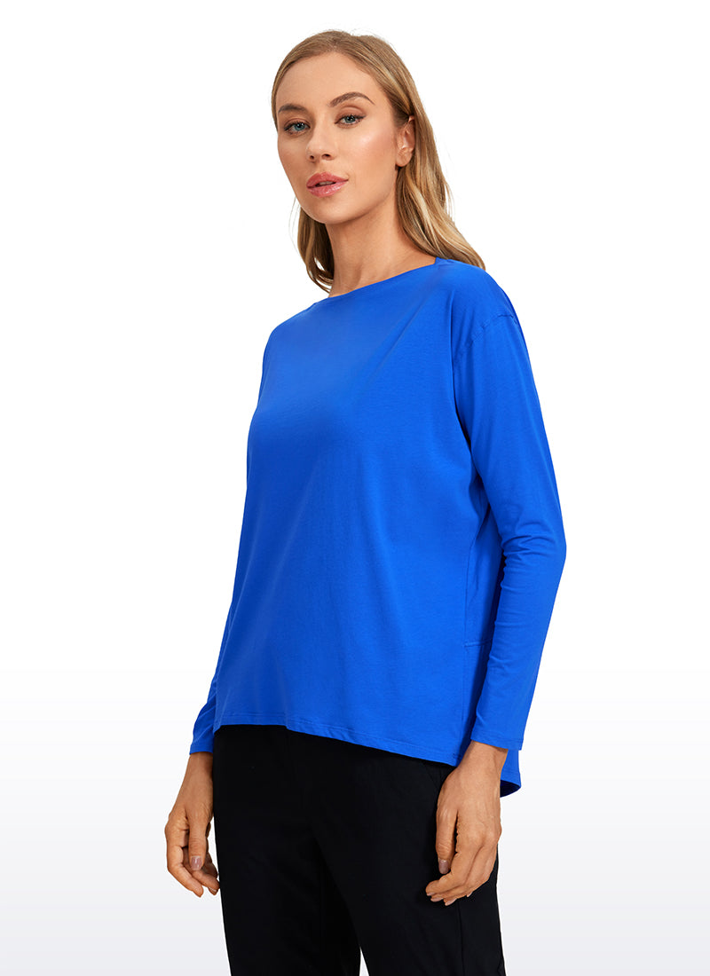 Pima Cotton Boat Neck Long Sleeve