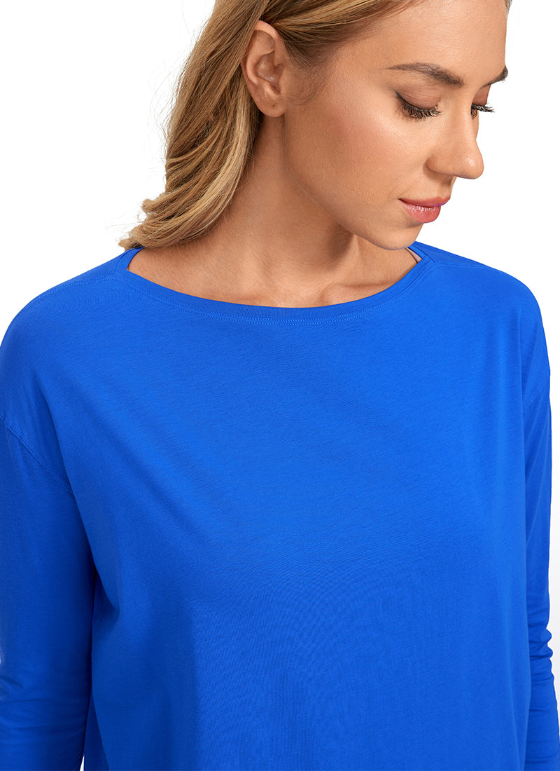 Pima Cotton Boat Neck Long Sleeve