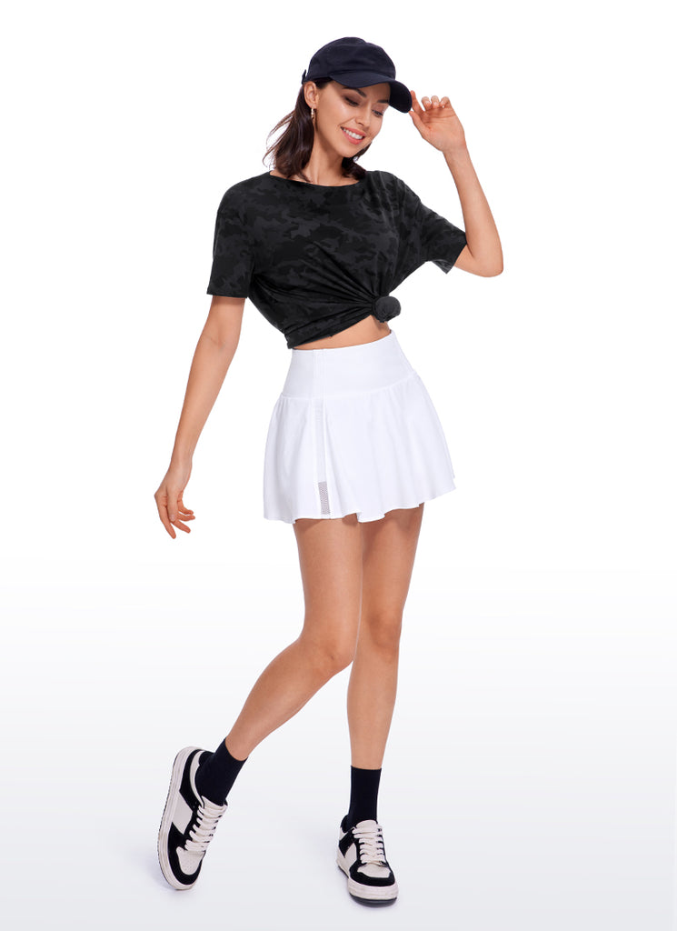 CRZ YOGA Women's Yoga Loose Fit Pima Cotton Short Sleeves Boat Neck Misty Merlot