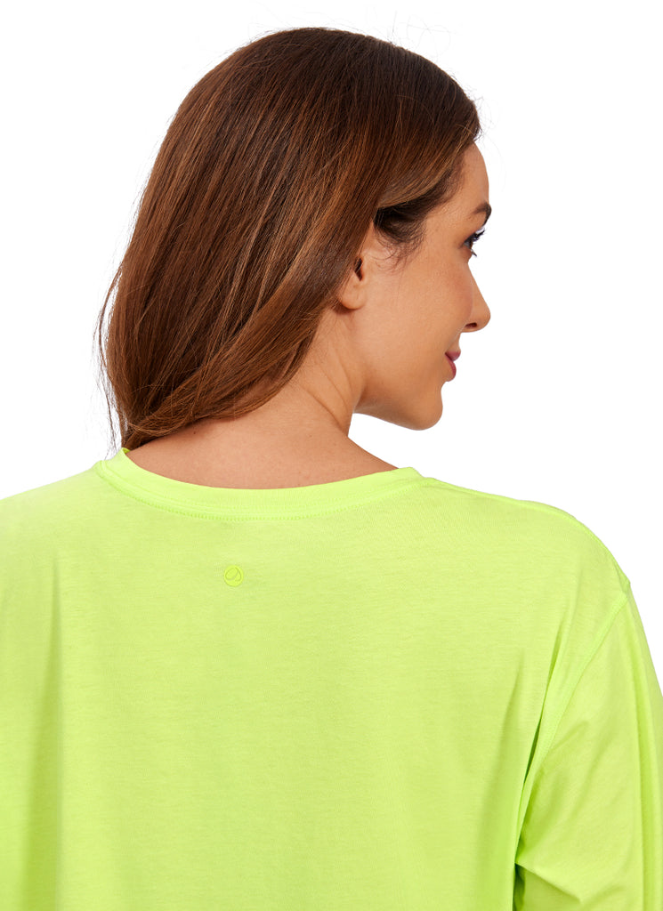 CRZ YOGA Women's Casual Loose Fit Pima Cotton Short Sleeves Cropped Iced Iris