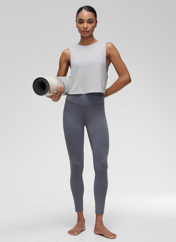 CRZ YOGA Women's Yoga Loose Fit Top Pima Cotton Crop Tank Deep Armhole White Apricot