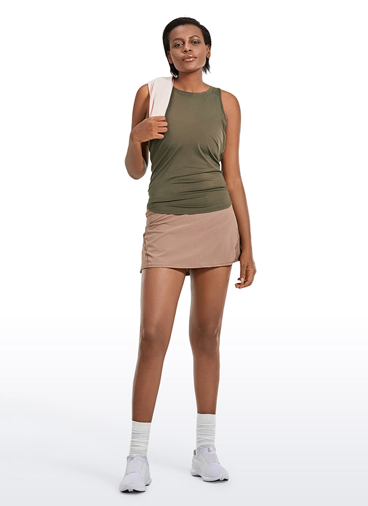 CRZ YOGA Women's Yoga Loose Fit Tops Pima Cotton Tank Split Open Back Misty Merlot