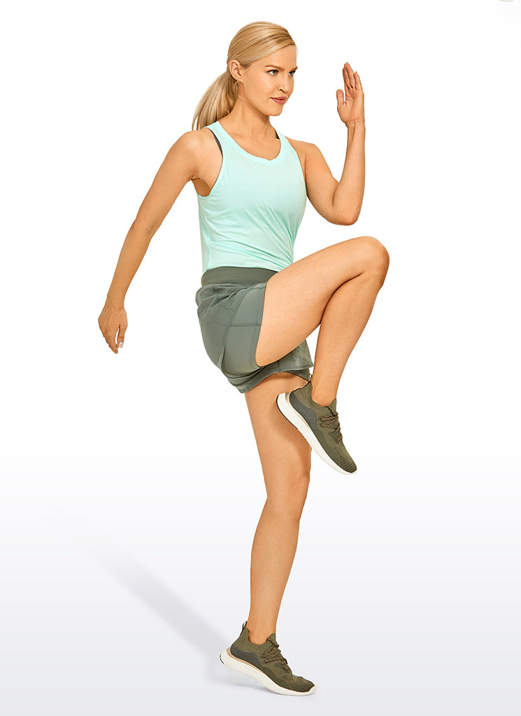 CRZ YOGA Women's Yoga Loose Fit Tops Pima Cotton Tank Split Open Back Ice Grey White