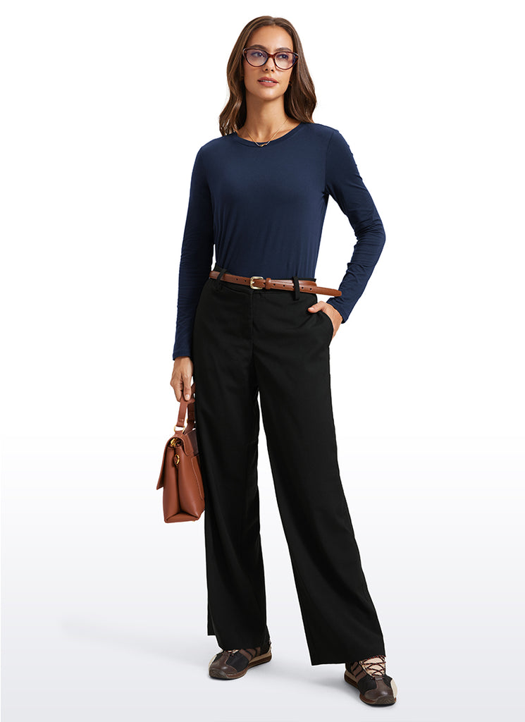 CRZ YOGA Women's Yoga Classic Fit Tops Pima Cotton Workout Long Sleeve Black