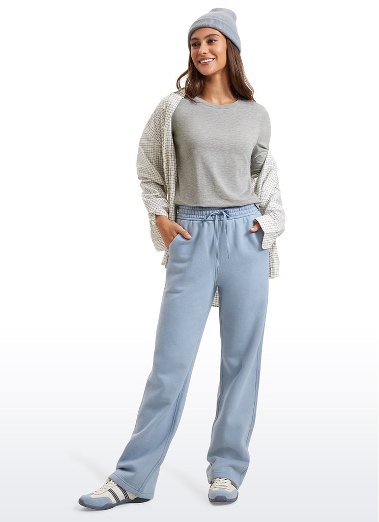 CRZ YOGA Women's Yoga Classic Fit Tops Pima Cotton Workout Long Sleeve Ice Grey White