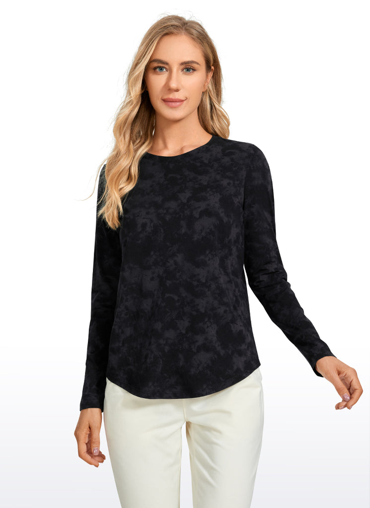 CRZ YOGA Women's Yoga Classic Fit Tops Pima Cotton Workout Long Sleeve Graphite Green