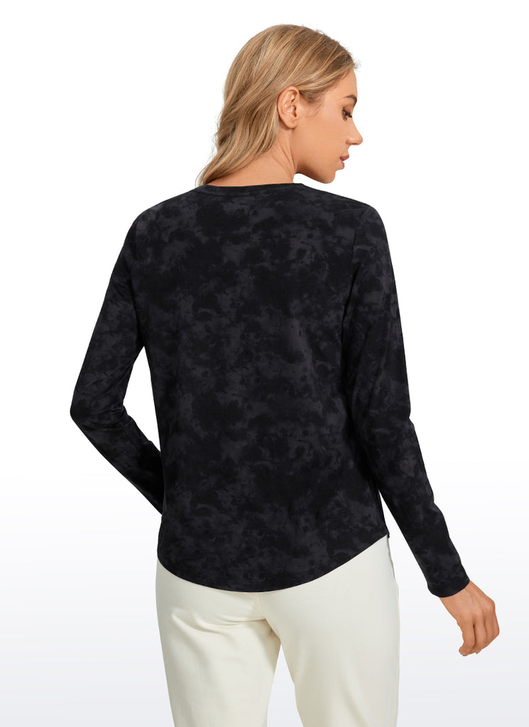 CRZ YOGA Women's Yoga Classic Fit Tops Pima Cotton Workout Long Sleeve Graphite Green