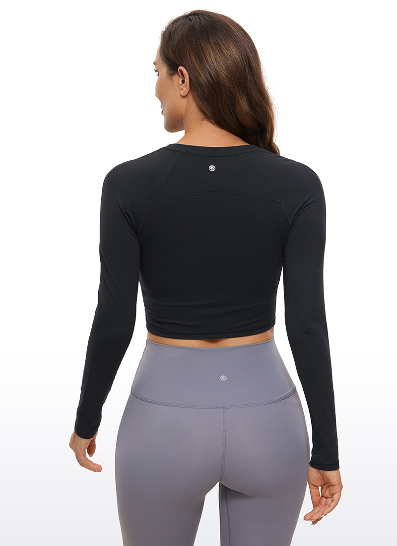 Brushed High Neck Cropped Long Sleeve