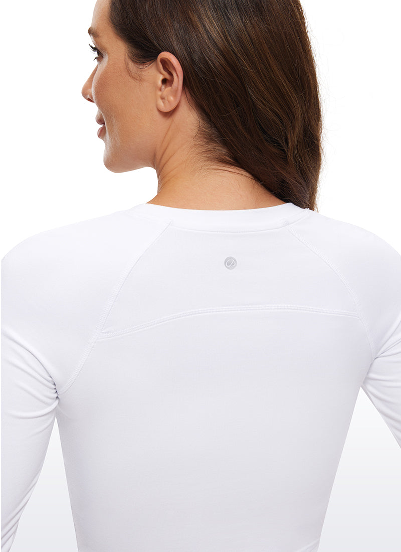 Brushed High Neck Cropped Long Sleeve