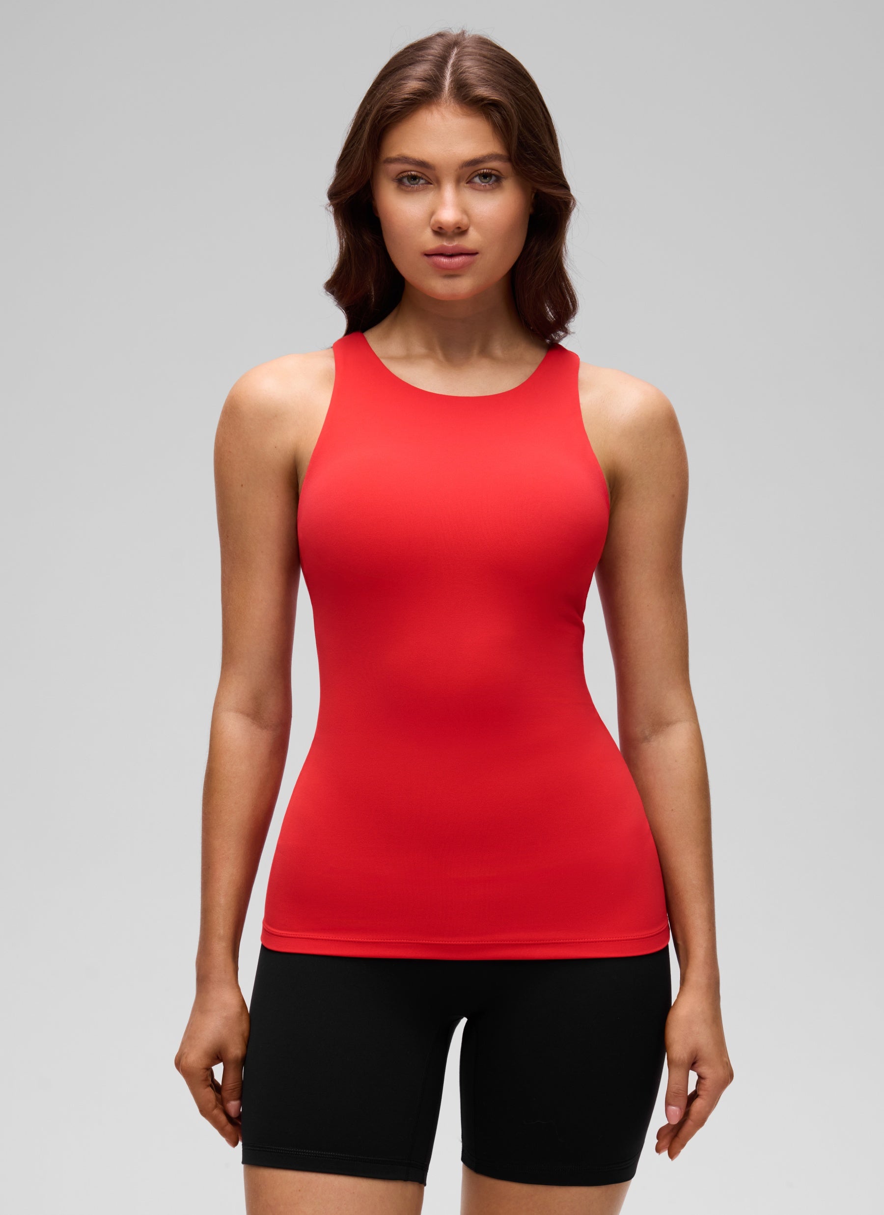 CRZ YOGA Women's Yoga Slim Fit Top Butterluxe Tank Racerback High Neck Deep Red @model_info:Valeria