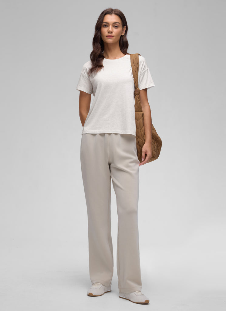 CRZ YOGA Women's Yoga Loose Fit Shirt Pima Cotton Short Sleeves White