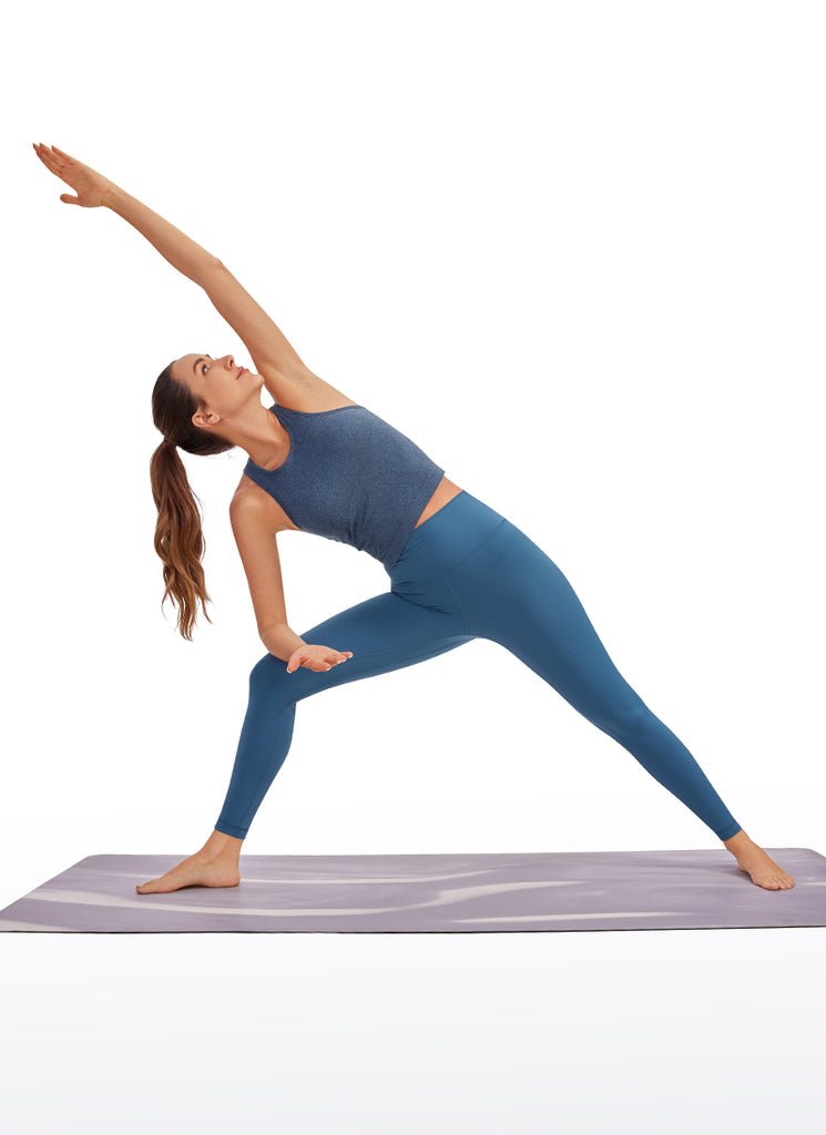 CRZ YOGA Women's Yoga Slim Fit Tops Seamless Longline Tank High Neck Dust Blue