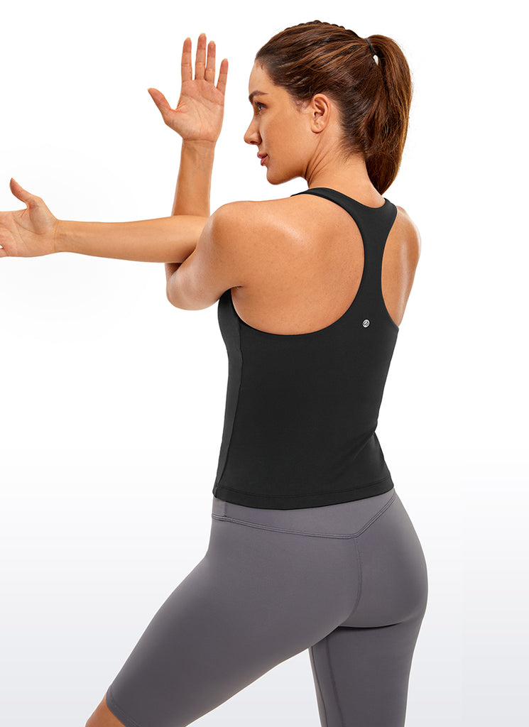 CRZ YOGA Women's Yoga Tight Fit Tops Butterluxe Built-in Bra Tank Lava Brown